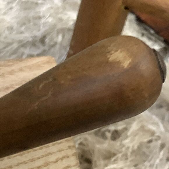 Vintage MCM Brass Ashtray Hammered Interior Style W/Wood Handle Made In Israel - Picture 5 of 17